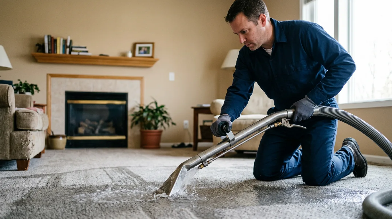Water damage restoration technician working near Hanscom Afb, MA